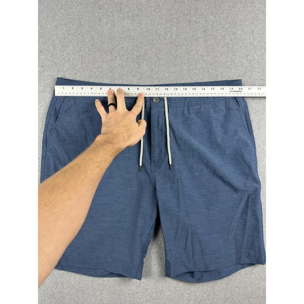 Faherty All Day Shorts Mens 38 Blue Chino Drawstring Stretch Casual 9 Inseam